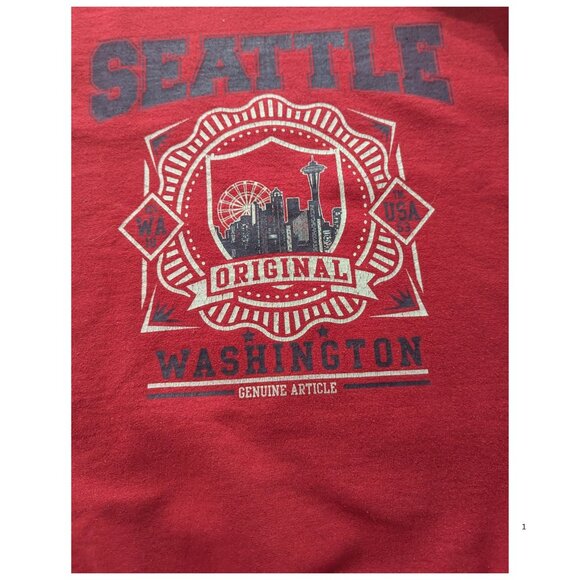 Gildan Heavy Blend Seattle Washington Crewneck Sweatshirt Red Men’s M EUC - Picture 4 of 6